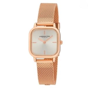 London Fog Women's 26mm Exeter Square Rose Gold Mesh Strap Watch